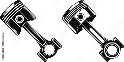 Engine Piston Vector Illustration Automotive Mechanical Part Design