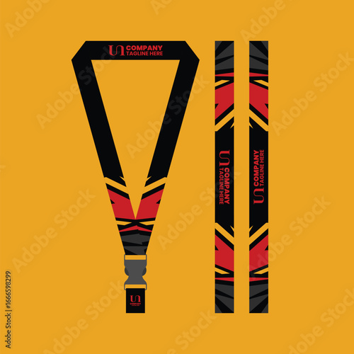 Corporate, school lanyard mockup with futuristic style