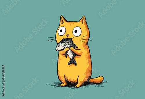 cat with fish