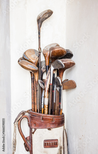 Old Vintage Golf Clubs in bag