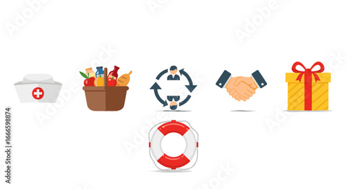 Illustration of a carpenter with tools and wooden building materials ready for construction work