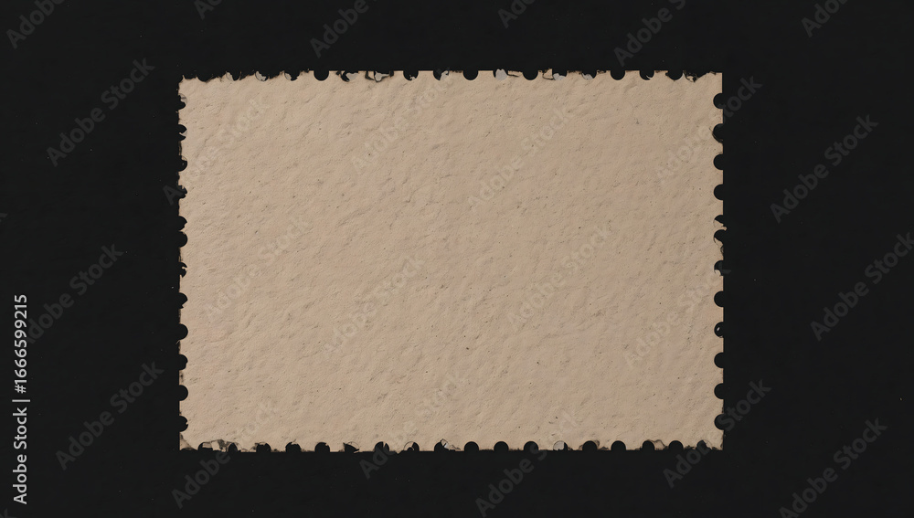 Fototapeta premium Beige Perforated Paper Fragment on Black Background