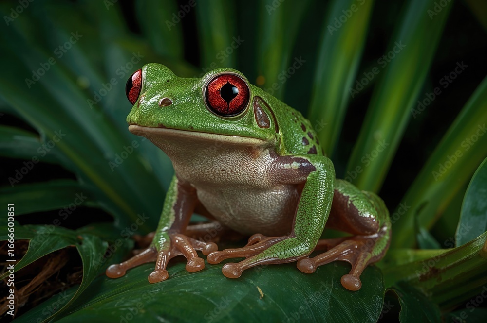Fototapeta premium Red-eyed amphibian close-up