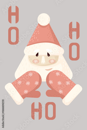 funny Santa, ho ho ho, Christmas or New Year's card
