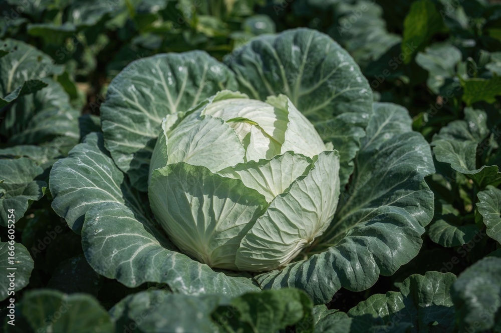 Obraz premium Organic Farm Fresh Cabbage Harvest