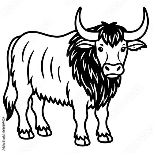 Wild Yak Outline Vector Design