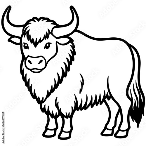 Wild Yak Outline Vector Design