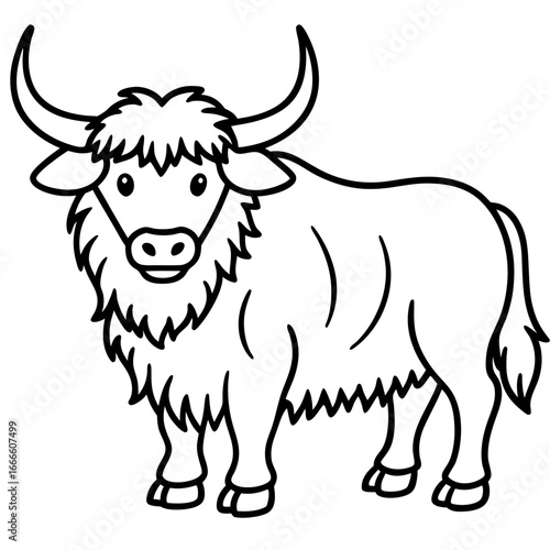 Wild Yak Outline Vector Design