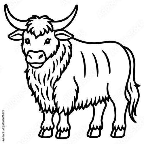 Wild Yak Outline Vector Design