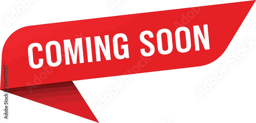Coming Soon Banner – Red Ribbon Style Label for Promotions and UI Placeholders