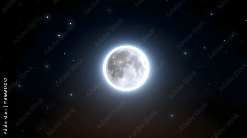 Naklejka premium Glowing full moon in the night sky