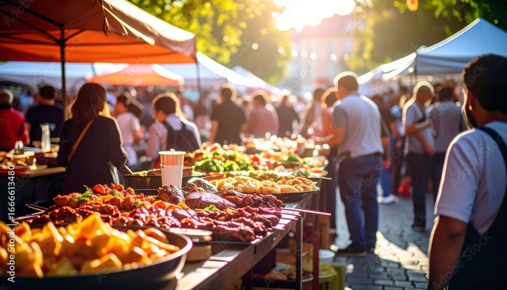 Naklejka premium Jedzenie rynek ludzie 1