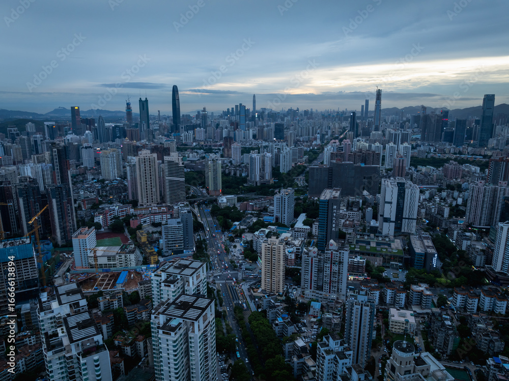 Fototapeta premium Aerial view of landscape in Shenzhen city, China