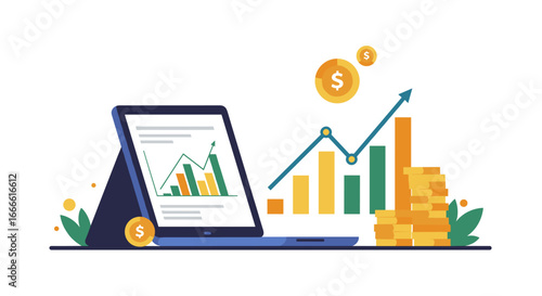Growing financial success with digital analytics and graphs