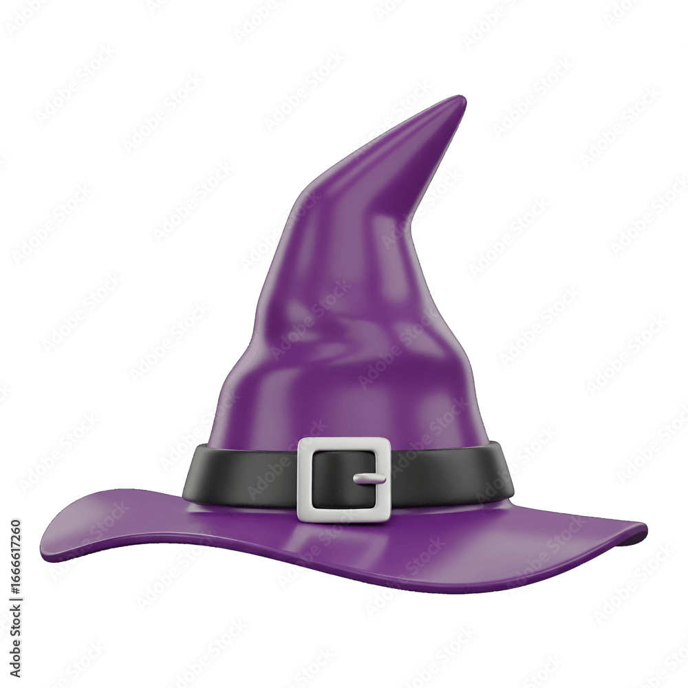 Naklejka premium Pointed witch hat 3D emoji plastic Halloween costume buckle magic isolated transparent