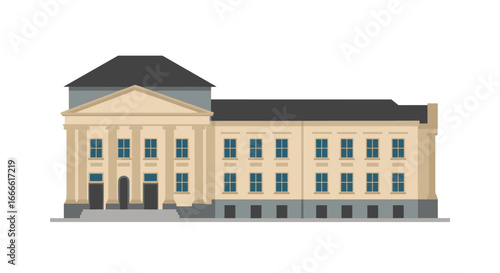 Flat design of classical building with columns and windows