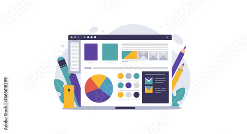 Modern flat design concept for data analytics and visualization online tools