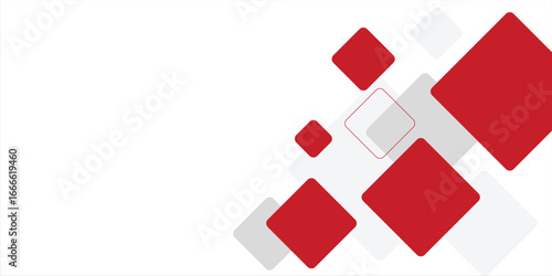White background with abstract red grey square decoration. Vector illustration for modern presentation background, brochure design, business card background, website slider, landing page