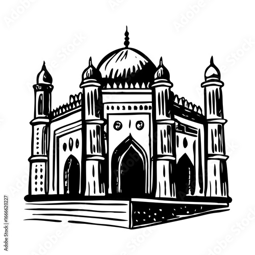 A glyph style illustration representing anarkali tomb