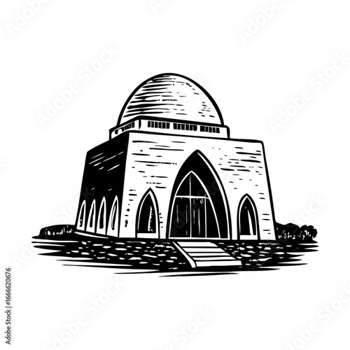 A glyph style illustration representing quaid mausoleum