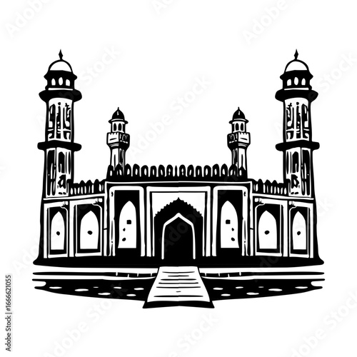 A vintage style illustration showing jahangir tomb