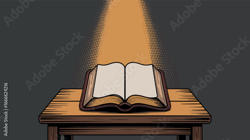 Open Holy Book Divine Light Symbol Spiritual Illumination