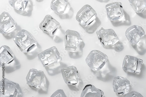 Close-up view of ice cubes on a plain backdrop