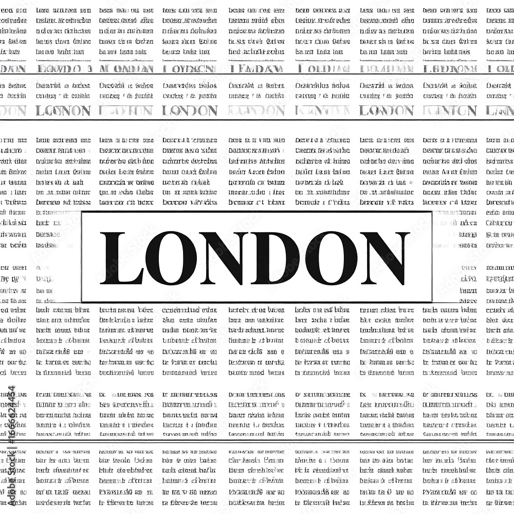 Obraz premium Newspaper graphic with word LONDON
