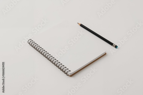 Wallpaper Mural White Blank Notebook with Pencil on Background Torontodigital.ca