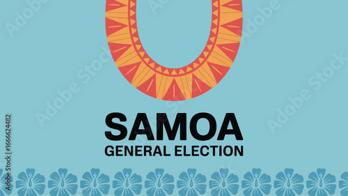 Samoa General Election Floral Design with Vote Symbol