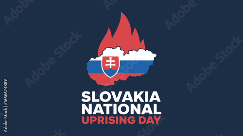 Slovakia National Uprising Day with Map of Slovakia and Flame Design