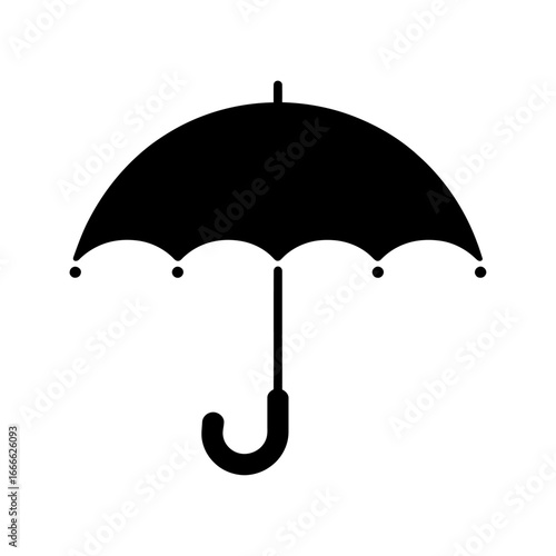 umbrella icon with curved handle for rainy weather and protection symbol