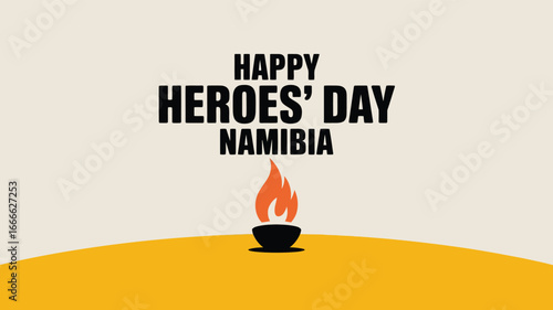 Namibia Heroes' Day Celebration with Flame and Bold Text