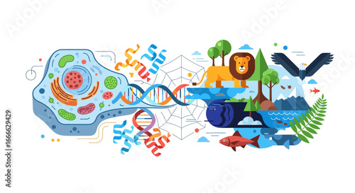 Explore the interconnectedness of life from cell to ecosystem, illustrating biology's grand design.