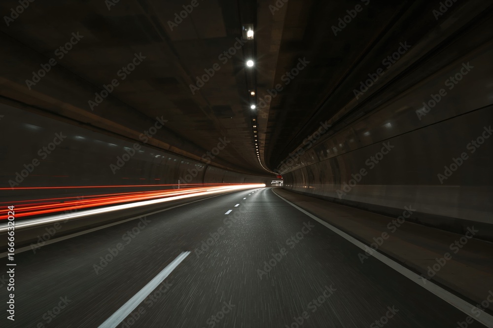 Vehicle light streaks captured inside a tunnel with artistic effect Vehicle light streaks captured inside a tunnel with artistic effect
