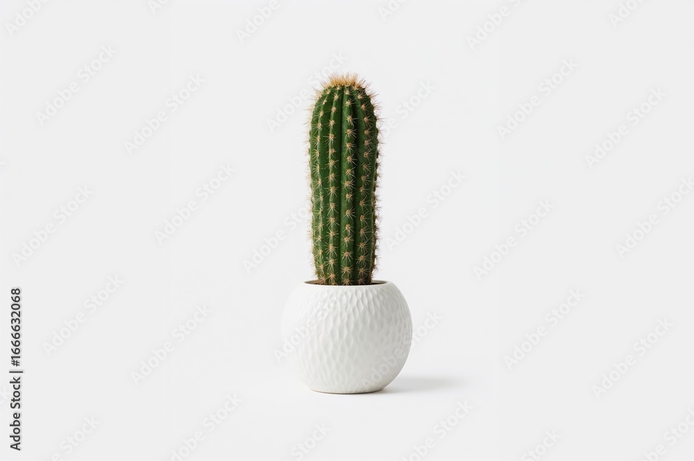 Naklejka premium Succulent cactus displayed in a pot against a plain backdrop