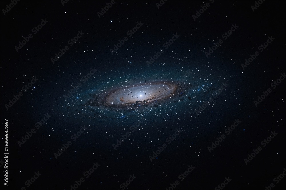 Naklejka premium A celestial scene featuring a bright star, cosmic flare, and swirling nebula against a dark night sky for space exploration.