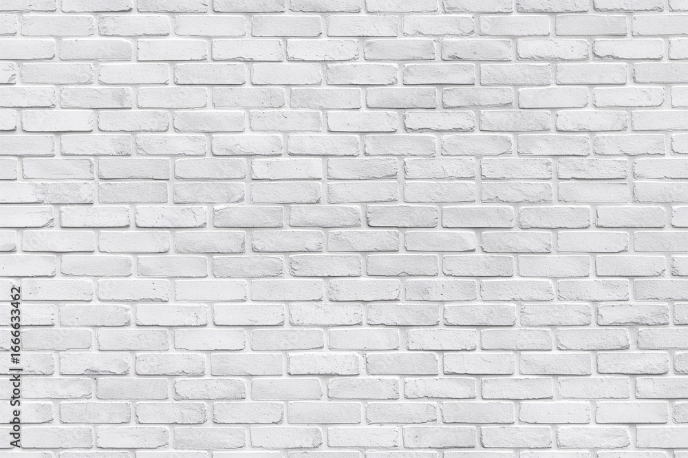 Naklejka premium White brick wall texture inside a subway room background. Interior brickwork and stonework with weathered, uneven concrete grid pattern and abstract horizontal tile design.