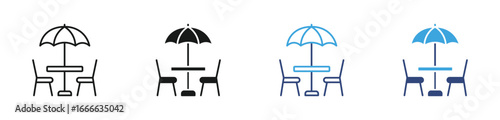 Terrace icon  set in outlined and flat style , vector  illustration .