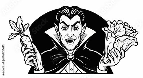 Vampire Holding Healthy Vegetables