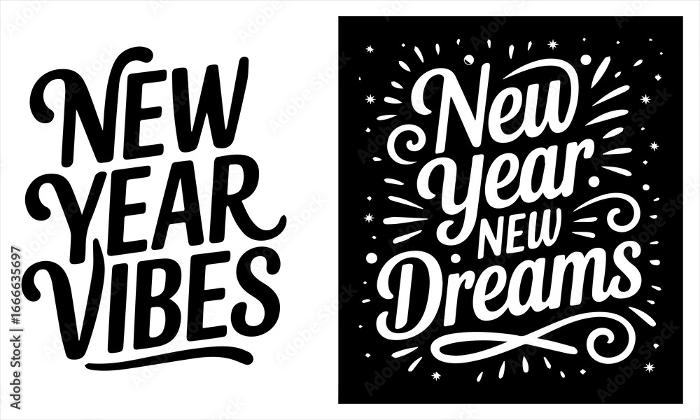 Fototapeta premium Vector illustration. Handwritten textured brush lettering of Happy New Year on white background