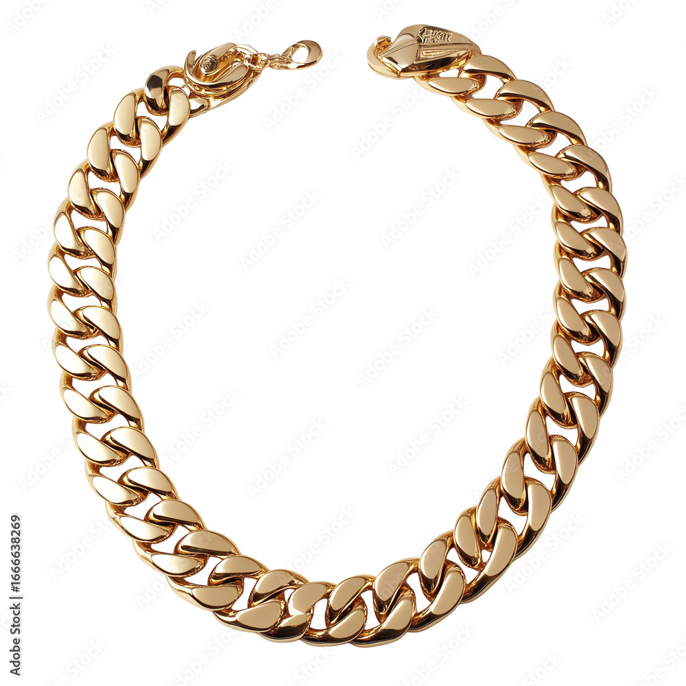 Obraz premium Shiny Gold Necklace Isolated on White Background