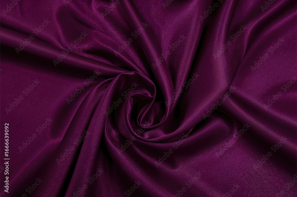 Fototapeta premium Luxurious deep purple satin with gentle drapes and glossy texture, perfect for festive banners and panoramic designs.