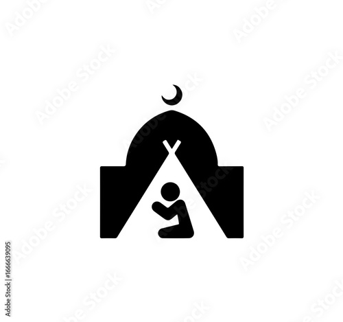 Muslim prayer icon, faith in Islam, spiritual guidance symbol for religious websites and mobile apps
