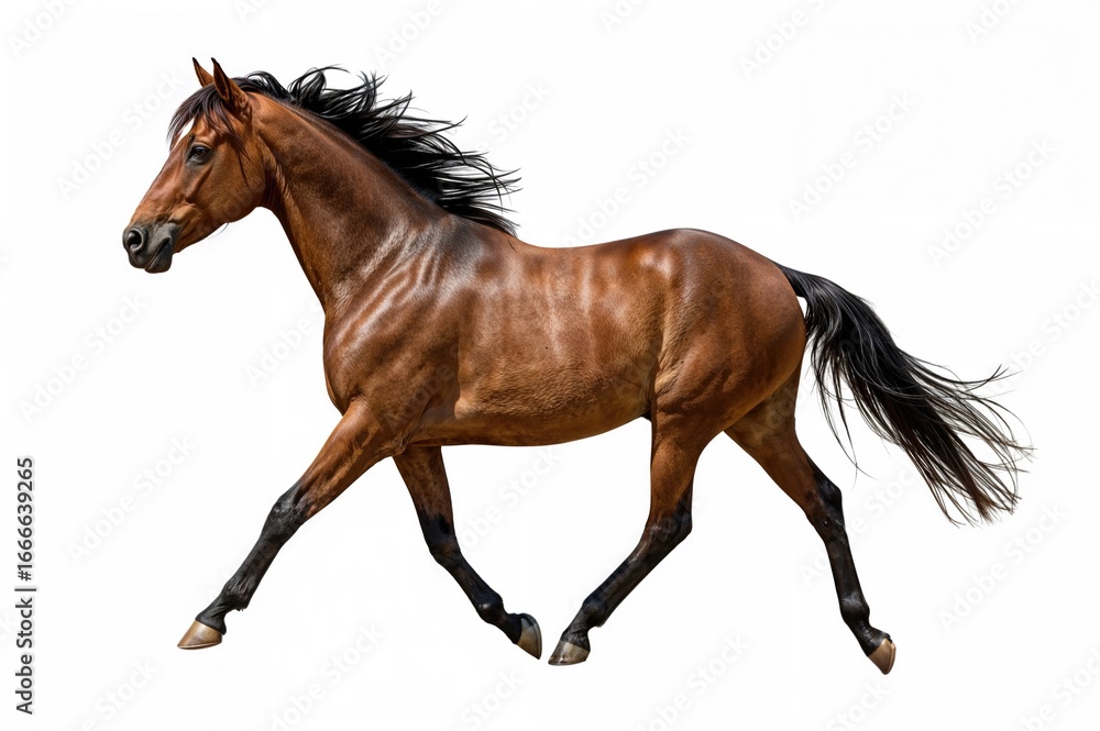 Obraz premium Lusitano horse galloping alone on a white background