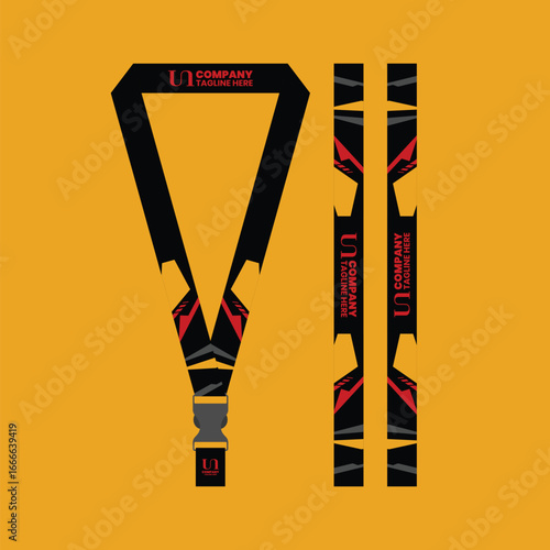Corporate, school lanyard mockup with futuristic style