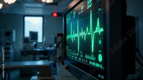 Wallpaper Mural Real Time ECG Monitor Display Showing Heartbeat Waveform on Arrival. Medical EKG Screen Graphic. Torontodigital.ca