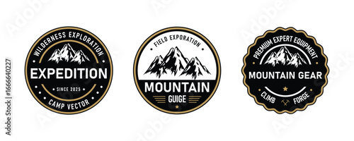 Mountain Expedition Outdoor Adventure Vector Emblems
