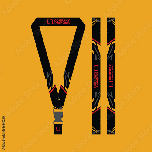 Corporate, school lanyard mockup with futuristic style
