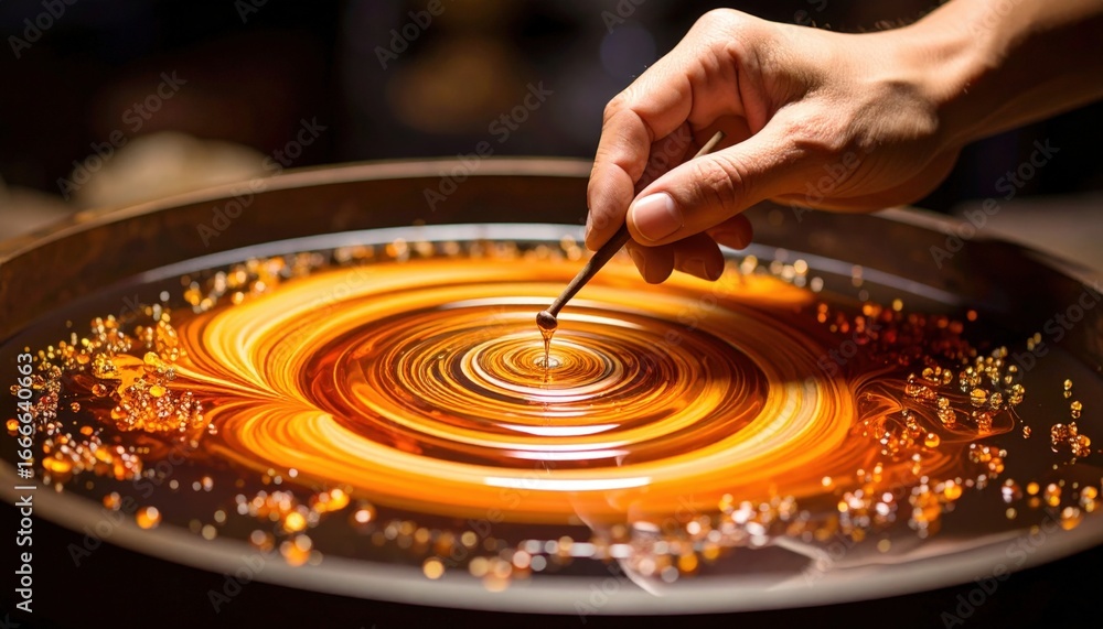 Obraz premium Hand Crafting Liquid Art With Amber And Gold